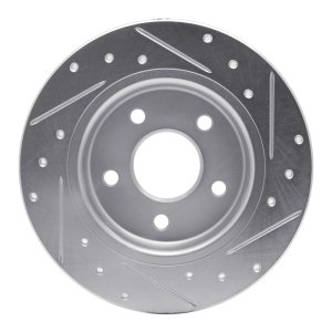 Ford Focus Brake Rotor (1) - Rear Left - R1 Concepts - Drilled & Slotted - Silver - `12-`18